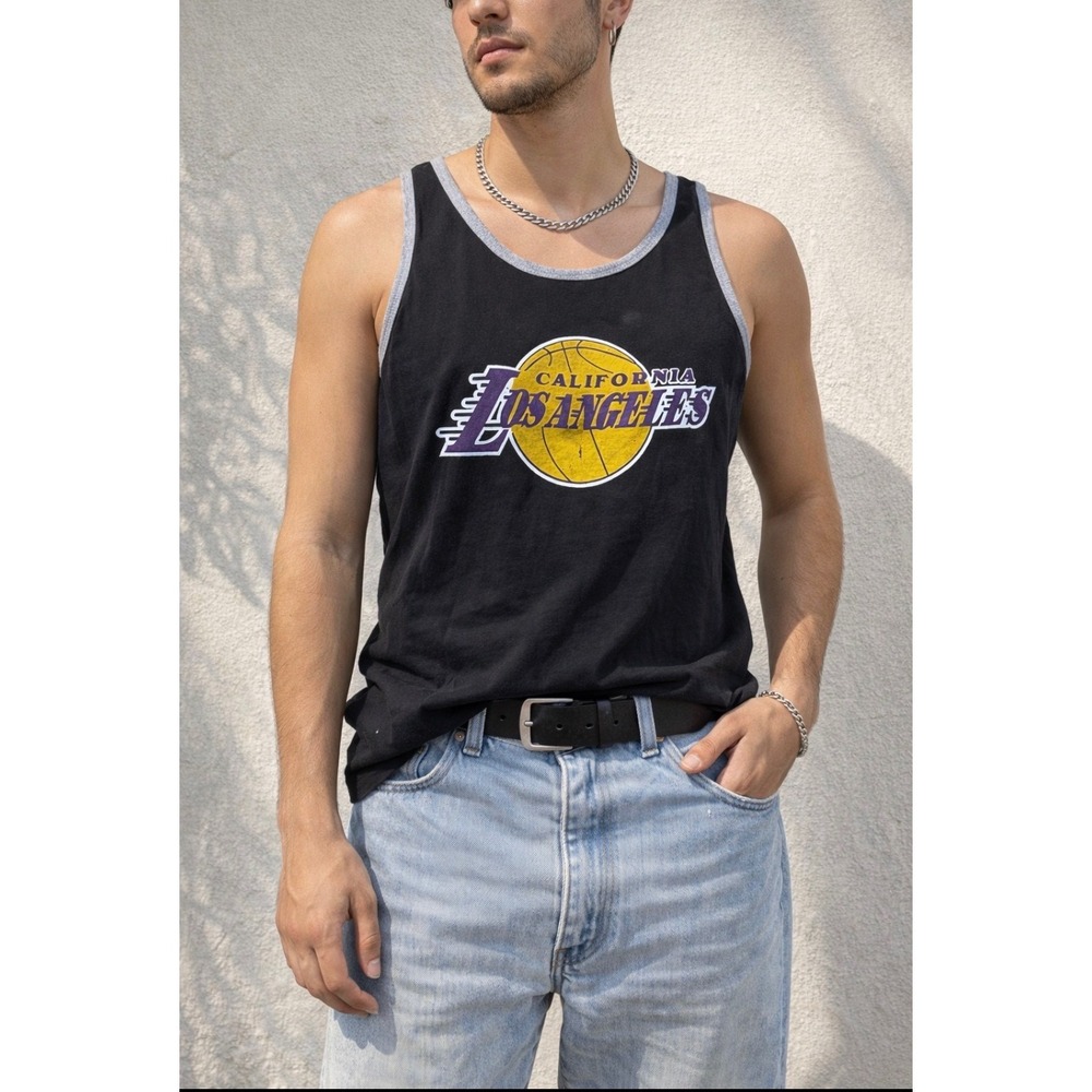 Lakers Tank Top Men Med Black California Los Angeles‎ Basketball Streetwear